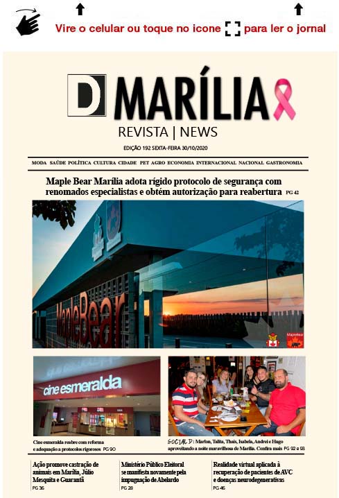 D MARÍLIA REVISTA | NEWS – EDIÇÃO 30-10-2020 – SEXTA-FEIRA