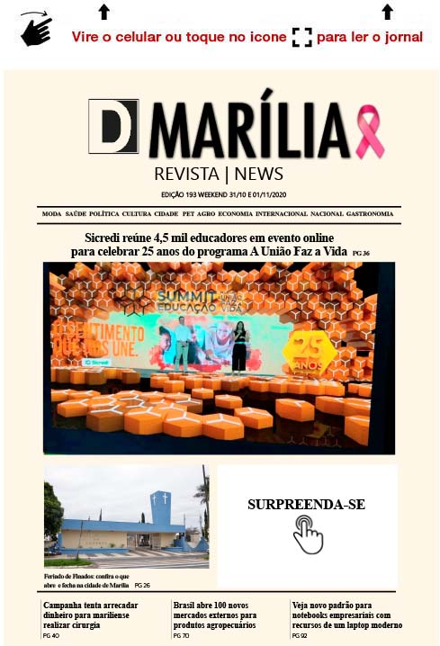 D MARÍLIA REVISTA|NEWS – EDIÇÃO WEEKEND – 31/10 e 01/11/2020