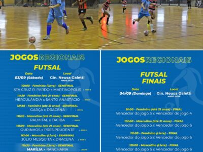 Marília será sede das finais do futsal dos Jogos Regionais neste fim de semana