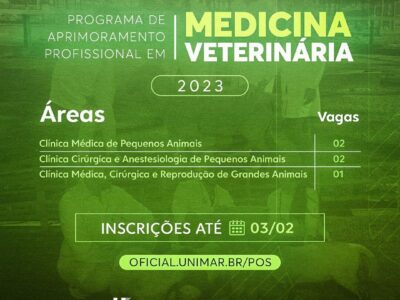 Unimar está com inscrições abertas para Programa de Aprimoramento em Medicina Veterinária