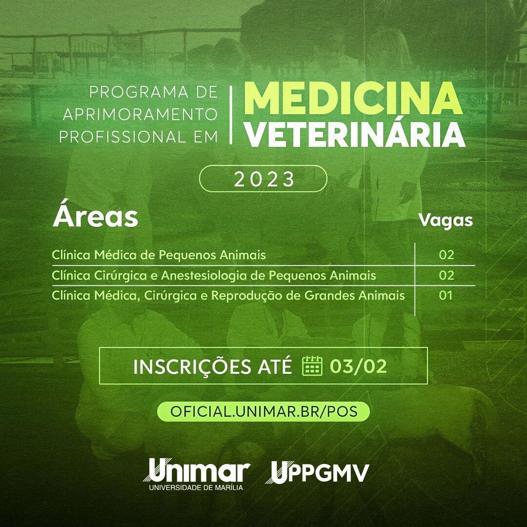 Unimar está com inscrições abertas para Programa de Aprimoramento em Medicina Veterinária
