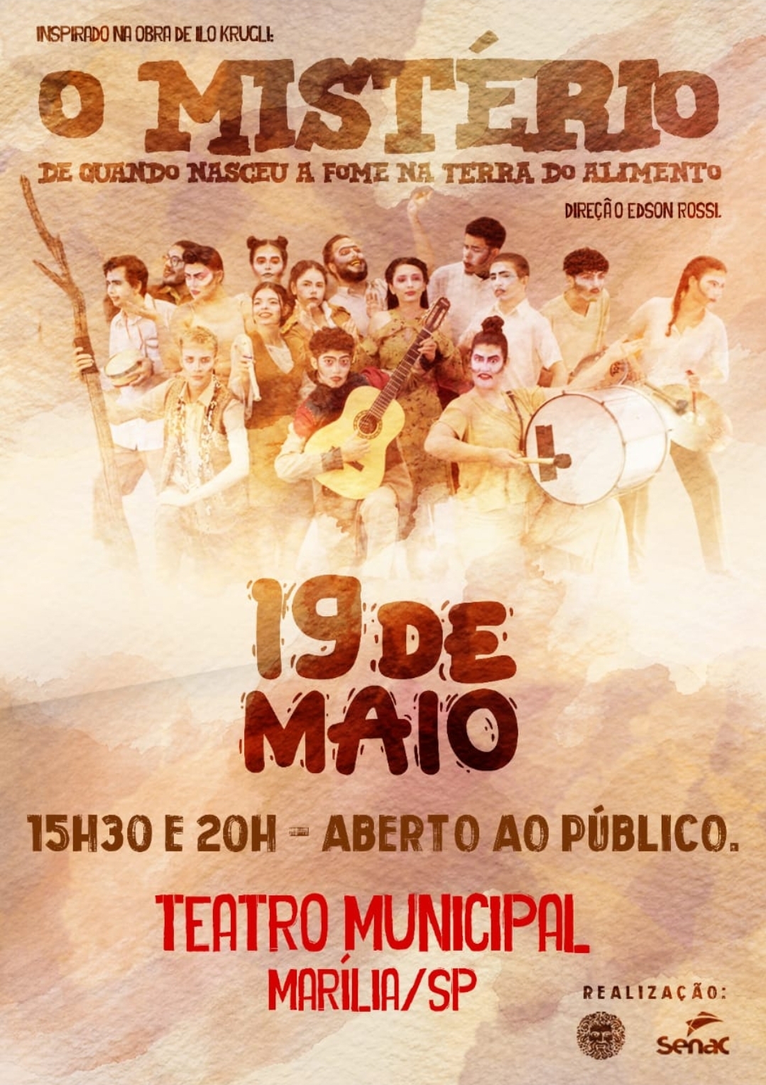 Hoje tem apresentação com entrada franca no Teatro Municipal. “O Mistério de Como Surgiu a Fome na Terra do Alimento”. Imperdível! Onde será?