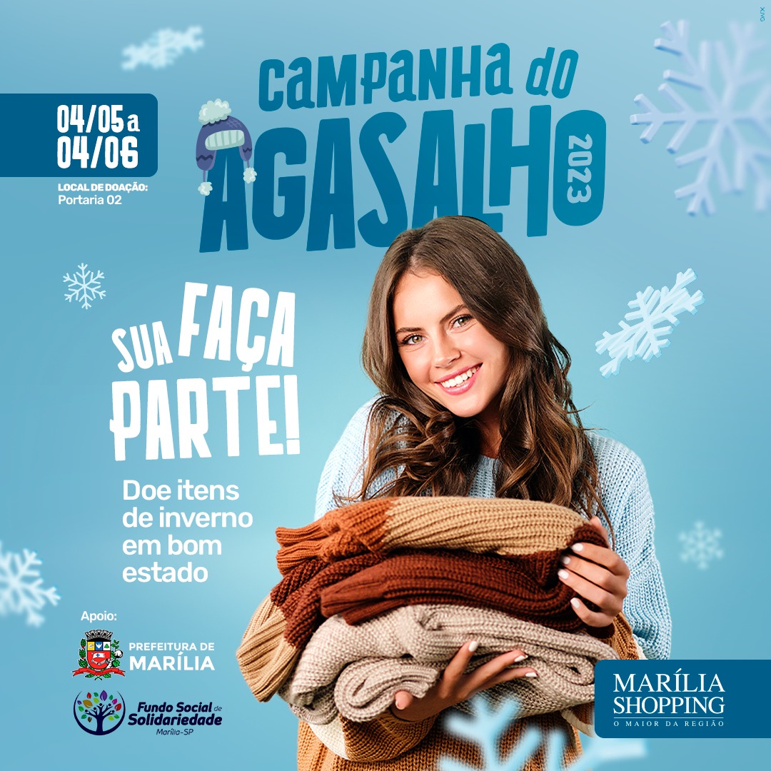 Últimos dias para participar das campanhas de doação de leite humano e agasalhos no Marília Shopping