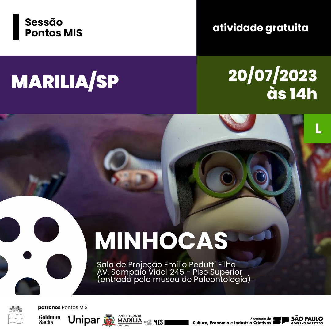 Sessão Kids exibe ‘Minhocas’ nesta 5ª-feira, dia 20, no Clube de Cinema de Marília