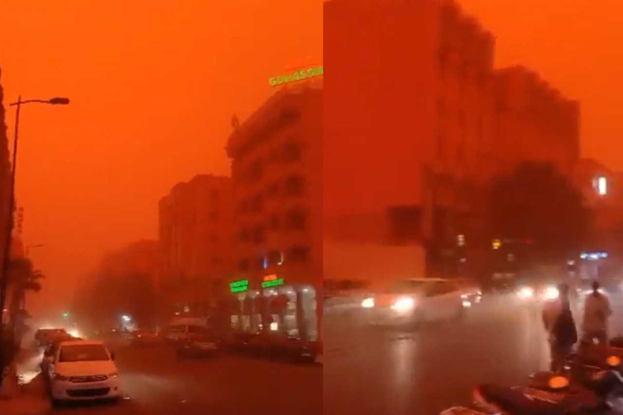 Tempestade de areia no Marrocos provoca acidentes e deixa céu laranja; assista