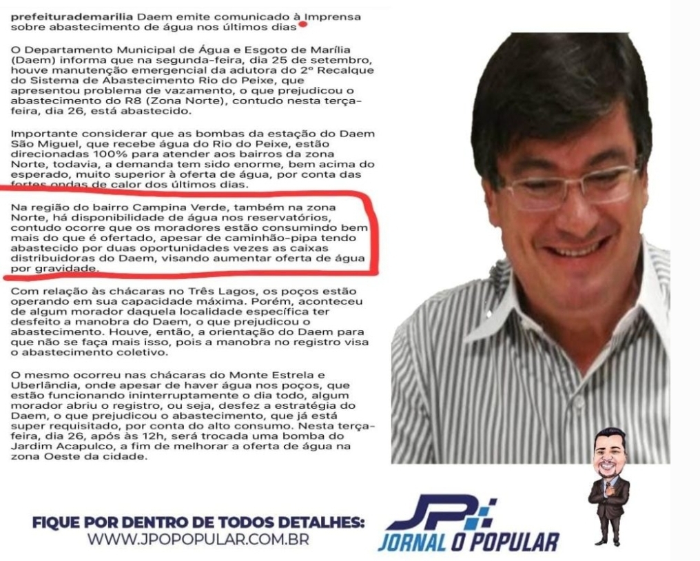 É o fim! Desgoverno Alonso/Cícero divulga falta de água em bairro porque os moradores consomem muito. Veja vídeo!
