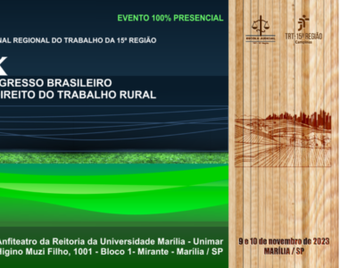 XIX Congresso de Direito do Trabalho Rural em Marília será sediado este ano na Unimar. Confira!