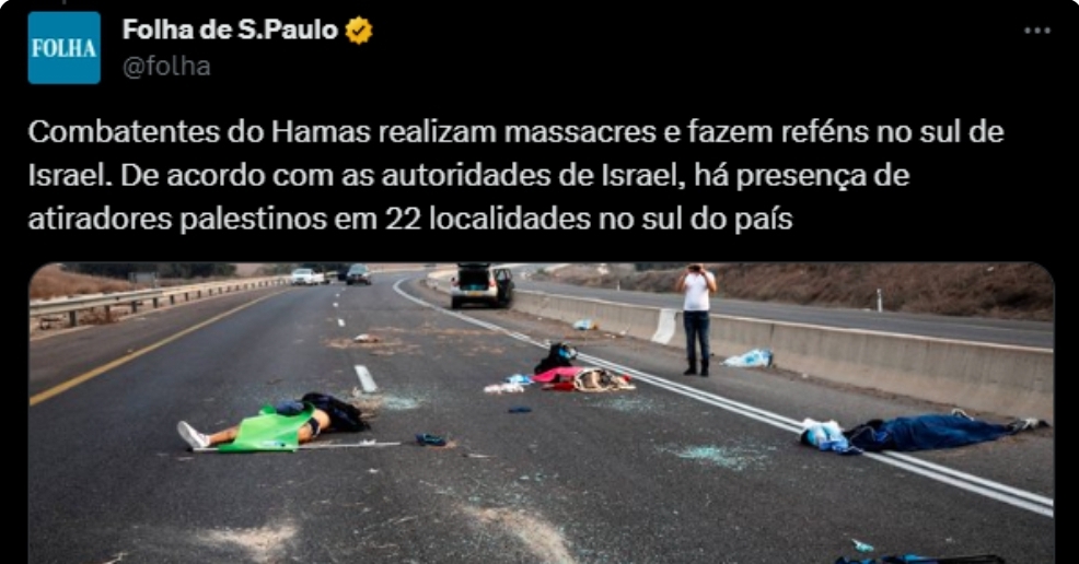 Folha e g1 da Globo chamam terroristas do Hamas de ‘combatentes’; e manifestantes do 8 de janeiro de ‘terroristas’. Veja vídeos!