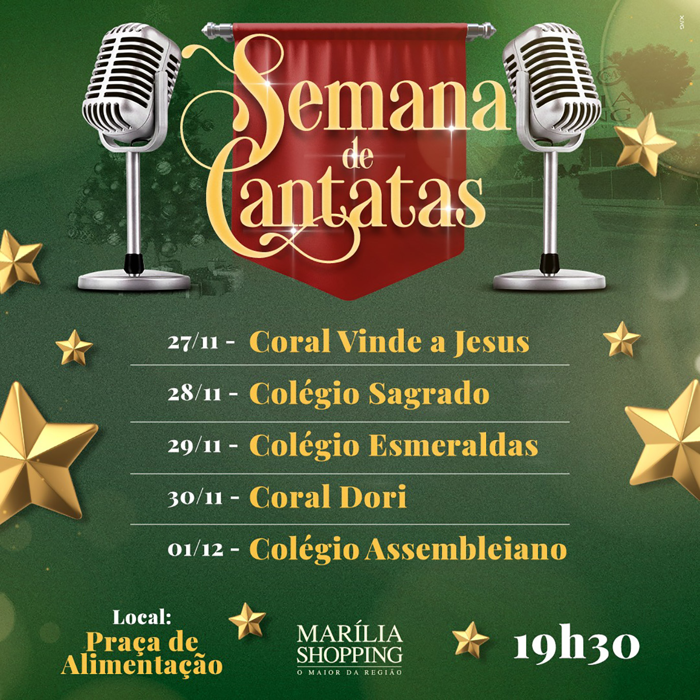 Com apresentações inspiradoras e envolventes, Marília Shopping promove Cantatas Natalinas. Confira a programação!