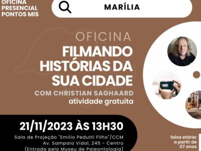 Cultura de Marília abre vagas para a oficina de cinema gratuita ‘Filmando histórias da sua cidade’