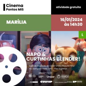 Animações ‘Napo’, ‘Curtinhas Blender’ e clássico Matrópolis abrem a programação Pontos MIS 2024 em Marília