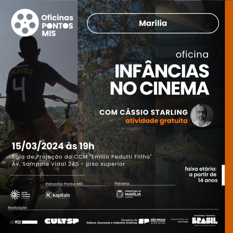 Marília tem oficina gratuita sobre como a infância é retratada pelo cinema. Há vagas!