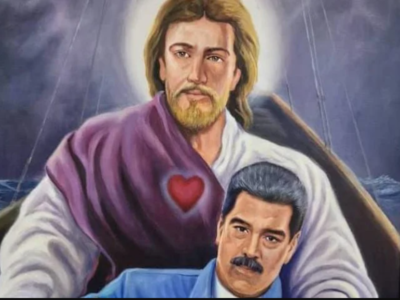 Maduro exibe quadro em que aparece com Jesus e pede orações