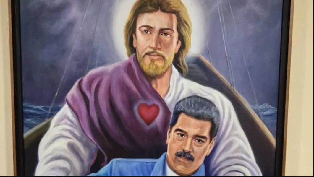 Maduro exibe quadro em que aparece com Jesus e pede orações