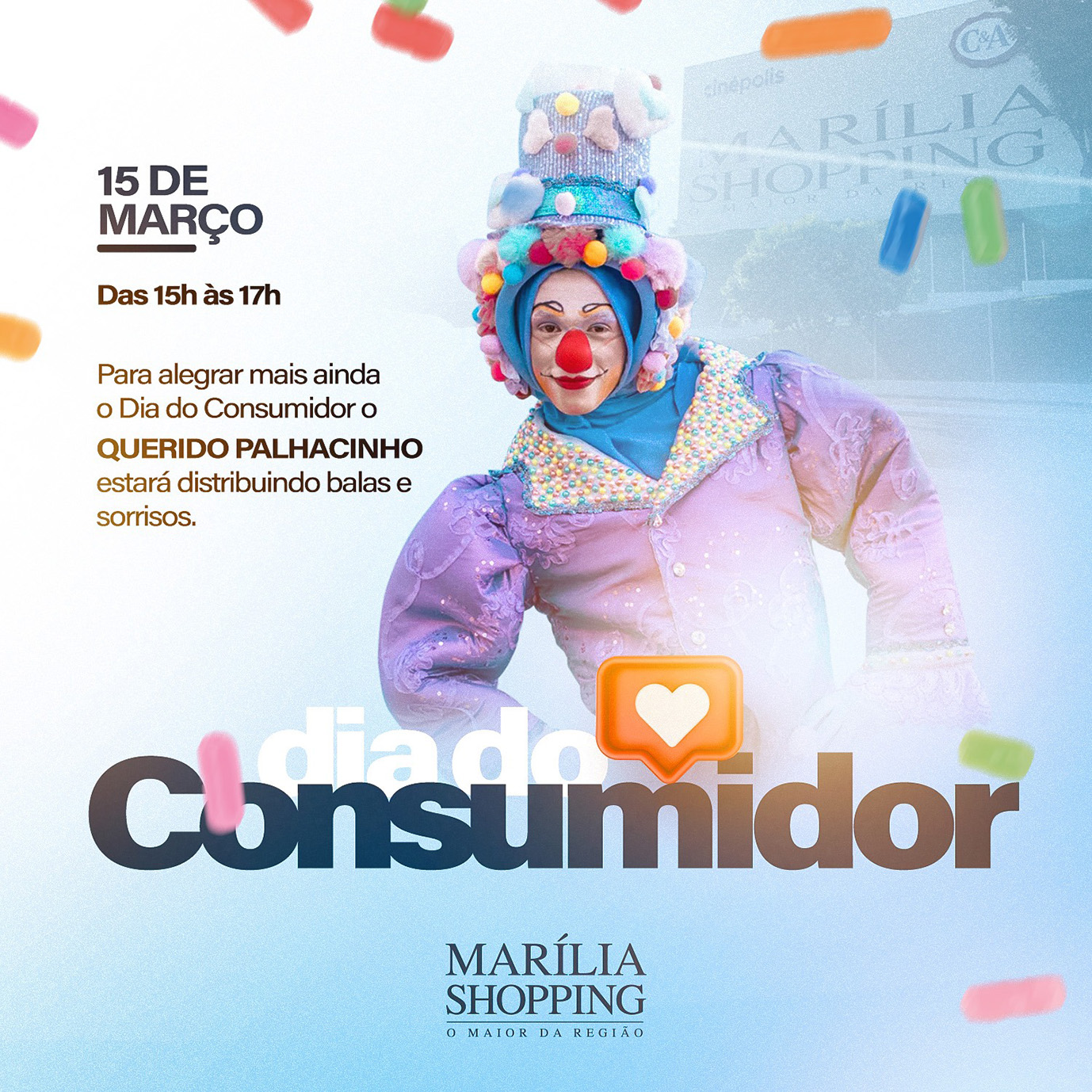Ação especial para comemorar o Dia do Consumidor acontece nesta sexta no Marília Shopping