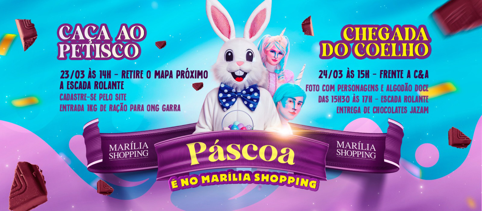 Páscoa com diversão para família, incluindo os pets, é celebrada no Marília Shopping