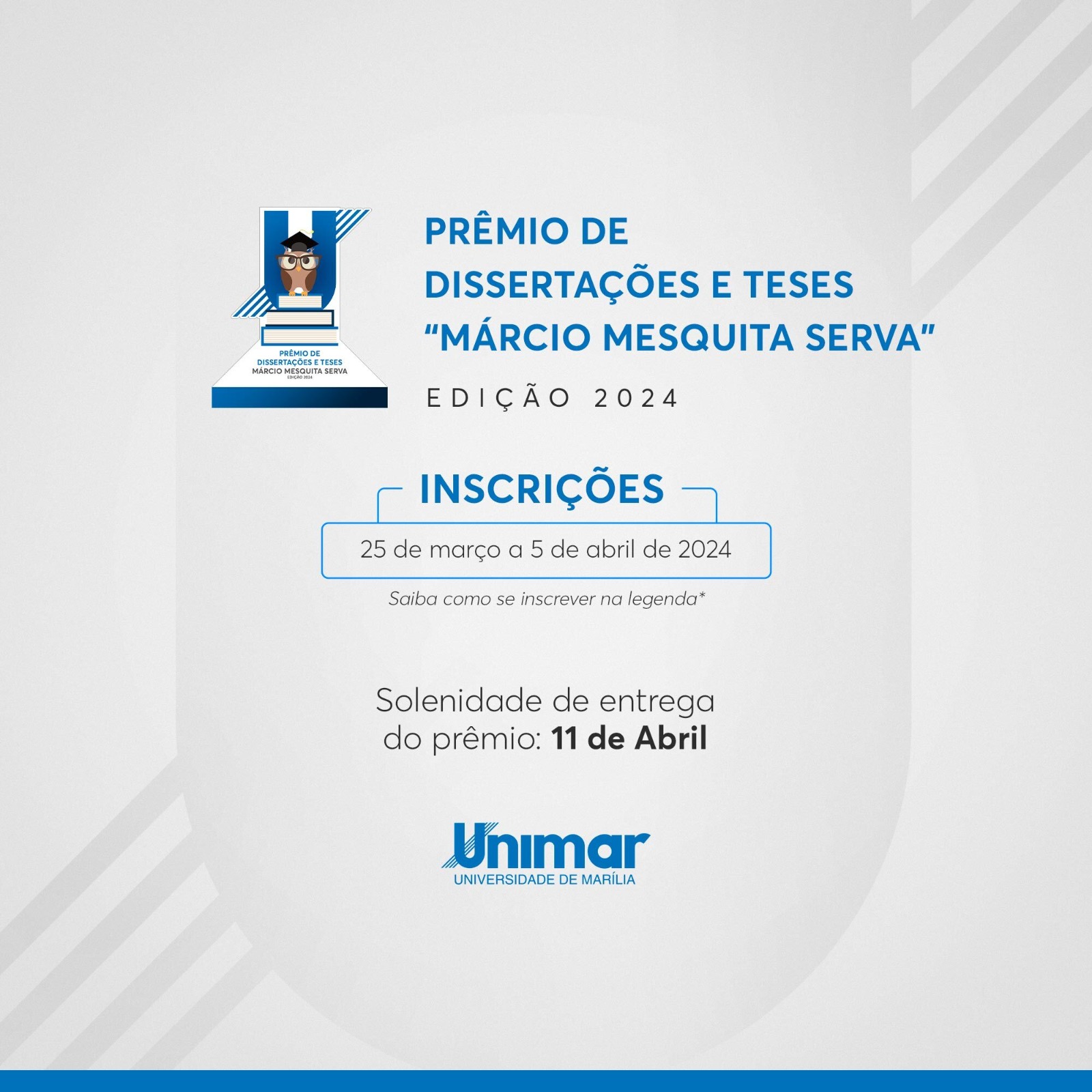 Prêmio ‘Márcio Mesquita Serva’: Universidade de Marília reconhece excelência em pesquisa