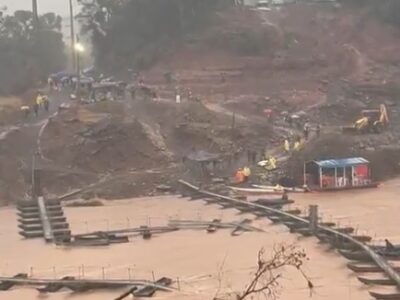 Ponte provisória construída pelo Exército desaba e é levada pela enxurrada no RS; VEJA VÍDEO