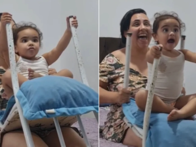 Mãe e filha viralizam com ‘montanha-russa’ improvisada e vídeo encanta a web