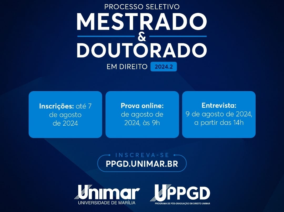 Universidade de Marília abre processo seletivo para mestrado e doutorado em Direito