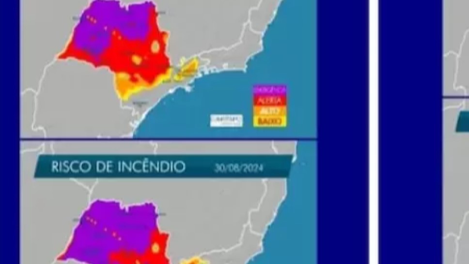 No fim de semana, quase todas as regiões de São Paulo enfrentarão risco máximo de incêndios. Confira o mapa