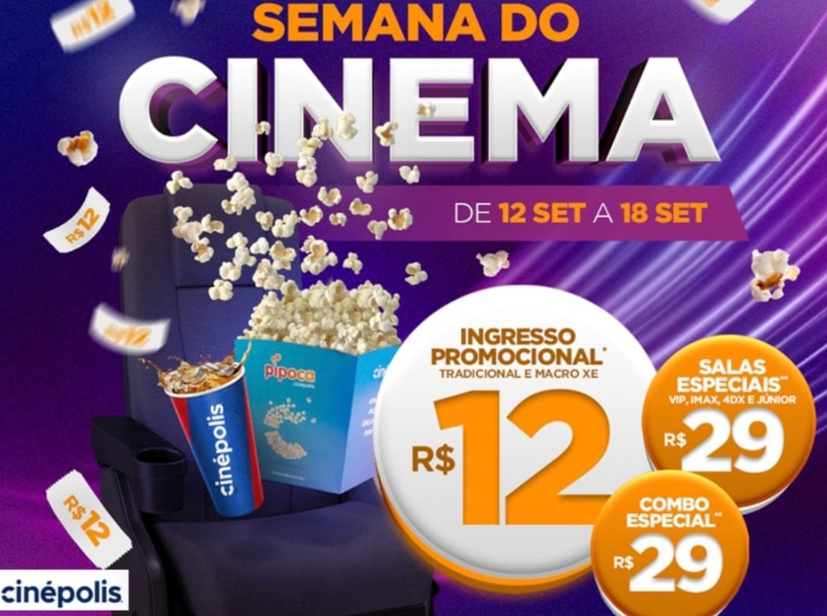 Cinépolis do Marília Shopping terá ingressos a R$ 12,00 na Semana do Cinema de 12 a 18 deste mês. Aproveite!