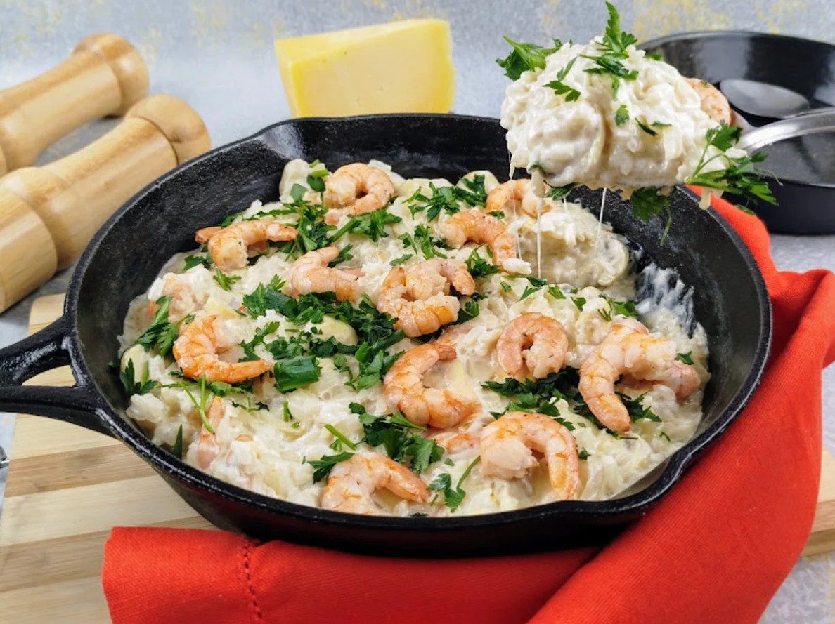 Arroz à piamontese com camarão