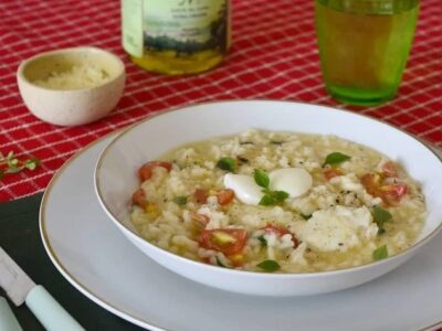 O charme e a delicadeza do maravilhoso risoto caprese