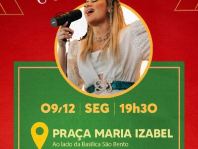 Luzes acesas: Acim e Município promovem Natal Encantado nesta segunda, com show de Bruna Gonçalves na praça Maria Izabel