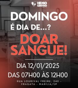 Hemocentro abre neste domingo, 12 de janeiro, devido à falta de sangue nos períodos de férias que leva risco a muitas vidas