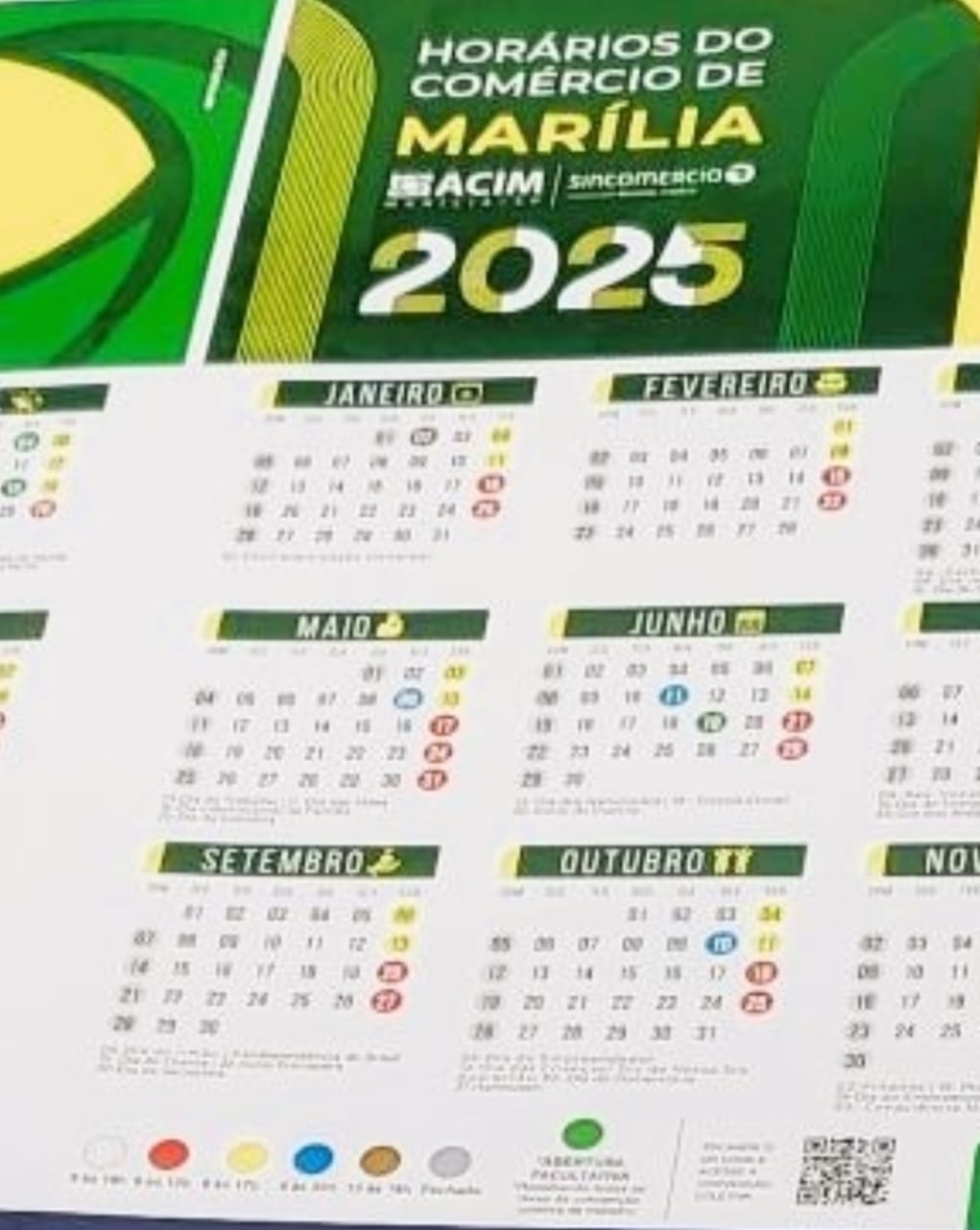 Horários do comércio 2025: disponível na Acim Marília calendário de 2025 sobre o funcionamento de lojas