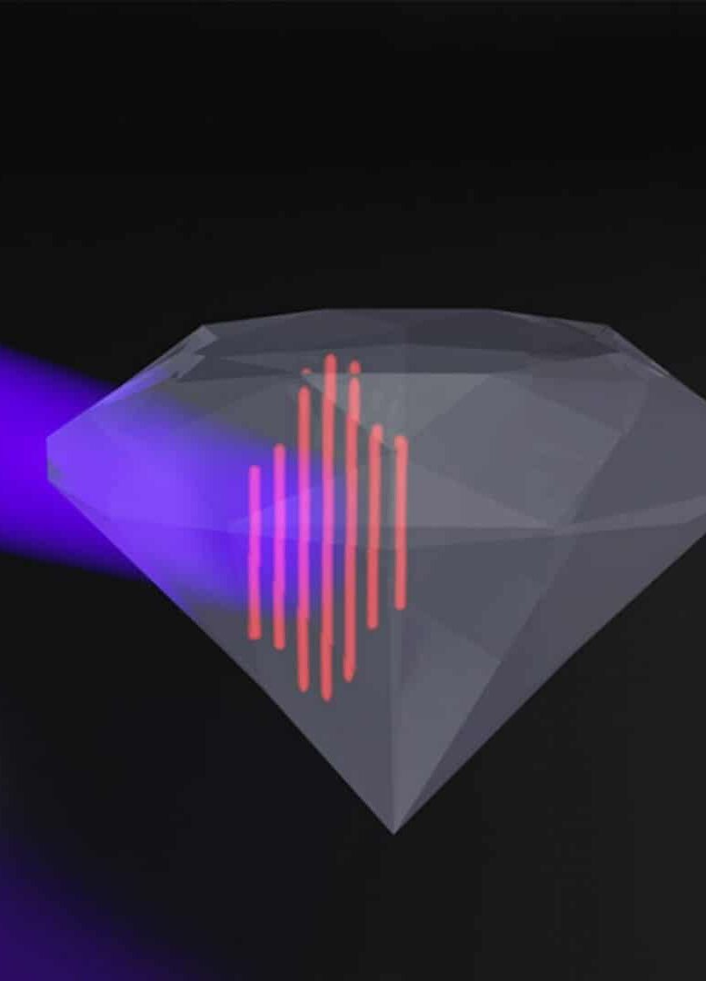 Poderoso laser ultravioleta revela como as partículas se movem em um diamante