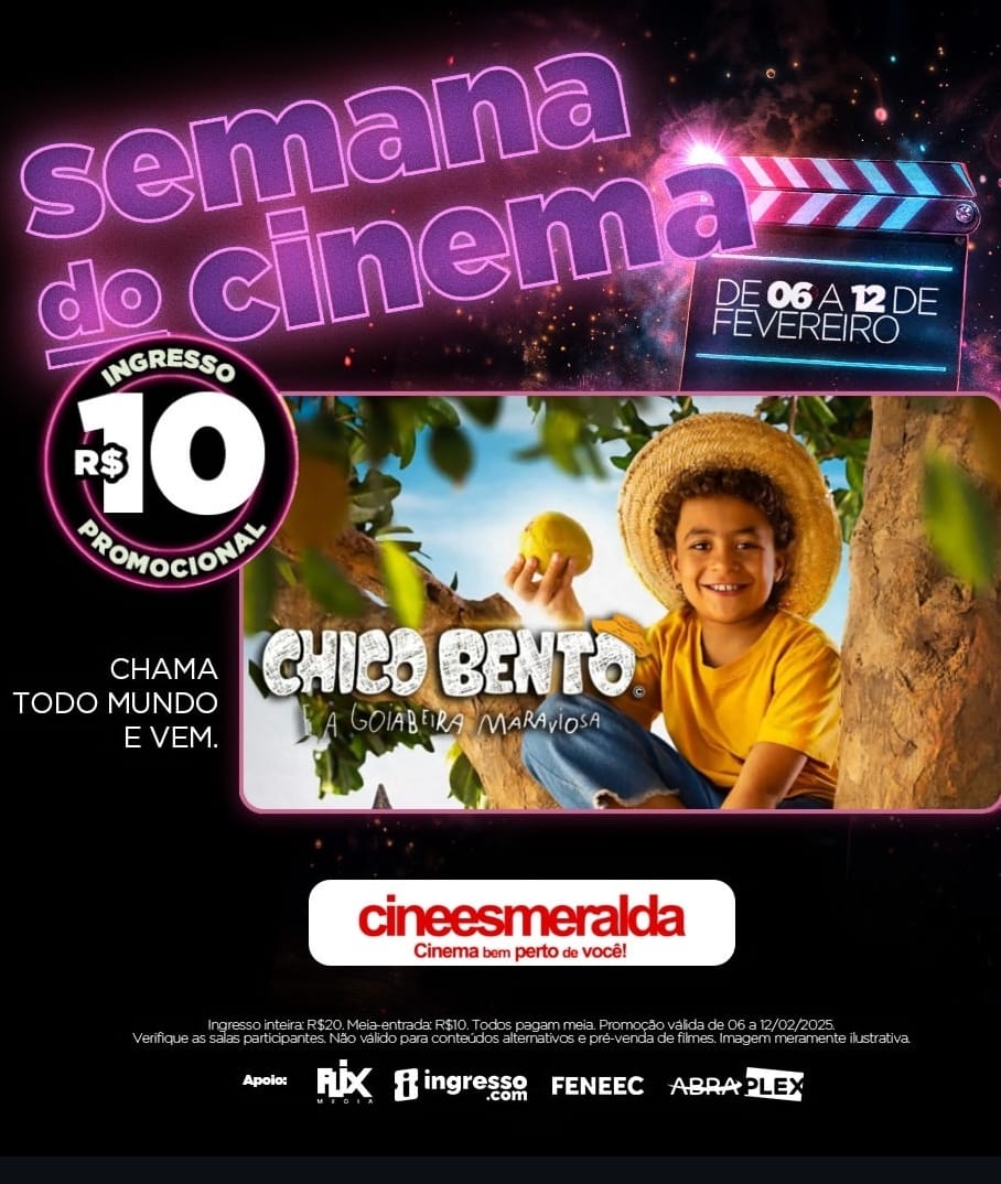 Começa em Marília mais uma Semana do Cinema. De hoje a 12 de fevereiro, ingressos terão preço único de R$10,00 no Cinépolis e Cine esmeralda. E combos em promoção. Confira filmes em cartaz