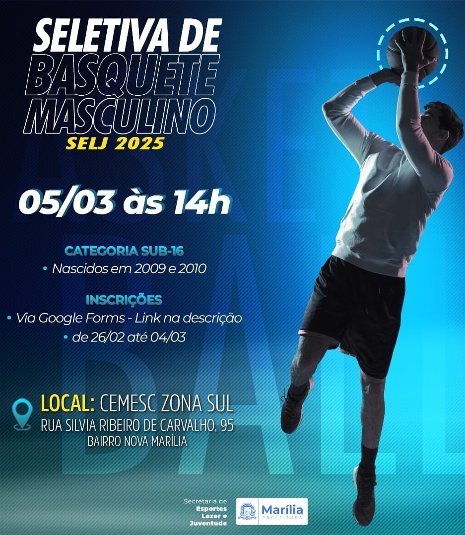 Secretaria de Esportesrealiza seletiva para categoria de base do basquete feminino e masculino. Medida visa encontrar novos talentos