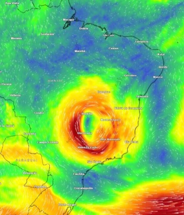 Vórtice Ciclônico reduzirá a ocorrência de chuvas em grande parte do Brasil.