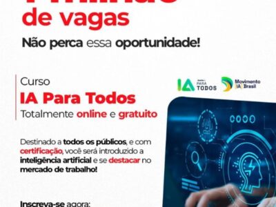 Governo de São Paulo oferece 1 milhão de vagas para curso de Inteligência Artificial. Inscrições abertas. Confira