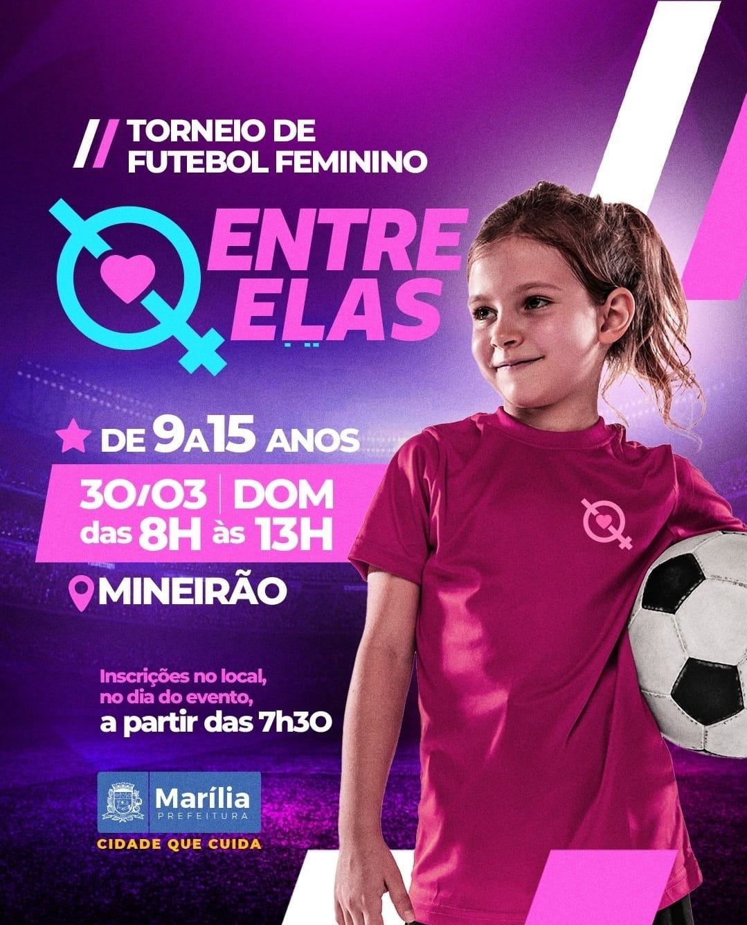 Secretaria de Esportes promove o 1º Torneio de Futebol Feminino “Entre Elas”. Evento é  inédito e será realizado no Mineirão. Confira asidades e inscriçõs