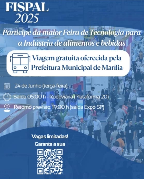 Marília realiza caravana para Fispal Tecnologia em São Paulo. Transporte será gratuito por meio de inscrição prévia. Faça a sua aqui