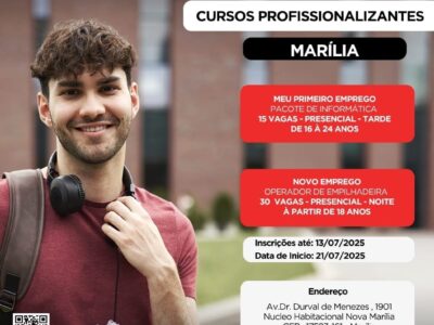 Conheça os cursos profissionalizantes do programa Qualifica SP em Marília. Grande oportunidade para jovens conseguirem sucesso no mercado de trabalho