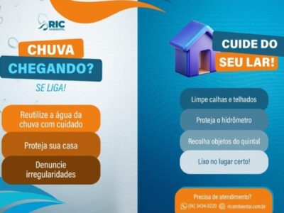 RIC Ambiental alerta para os cuidados no período de chuva e reforça a importância da consciência hídrica. Veja dicas
