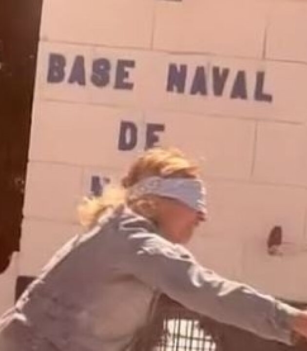 Idosa faz protesto inusitado em frente à Marinha; VEJA VÍDEO