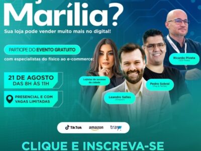 Amazon e Tray participam de evento gratuito sobre varejo digital em Marília durante o Connect Acim 2025. Faça sua inscrição aqui e envie a quem precisa saber