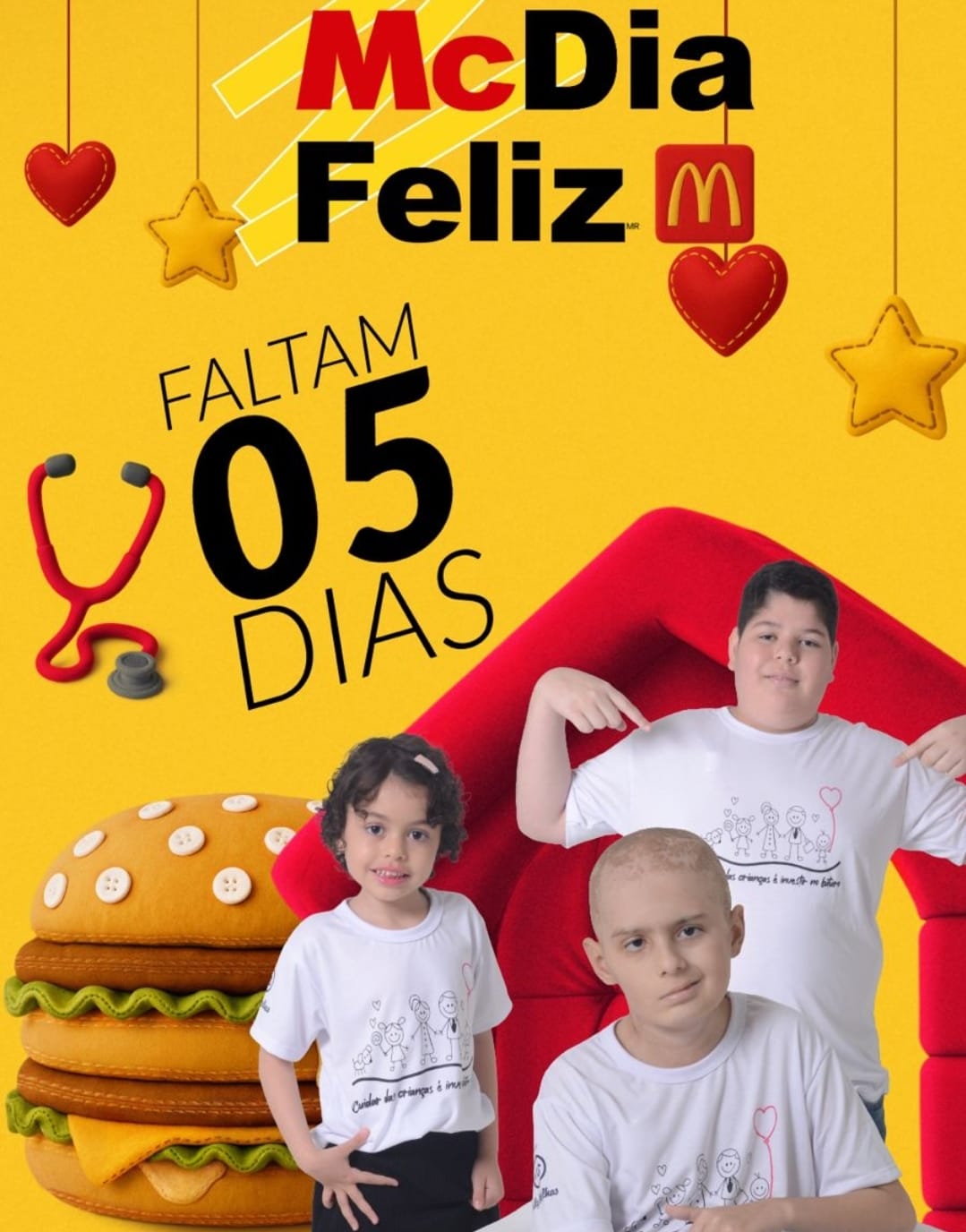 Faltam 5 dias para o McDia Feliz. Neste dia 23 as duas lanchonetes do McDonald’s Marília fazem a mega promoção em prol de pacientes da Santa Casa