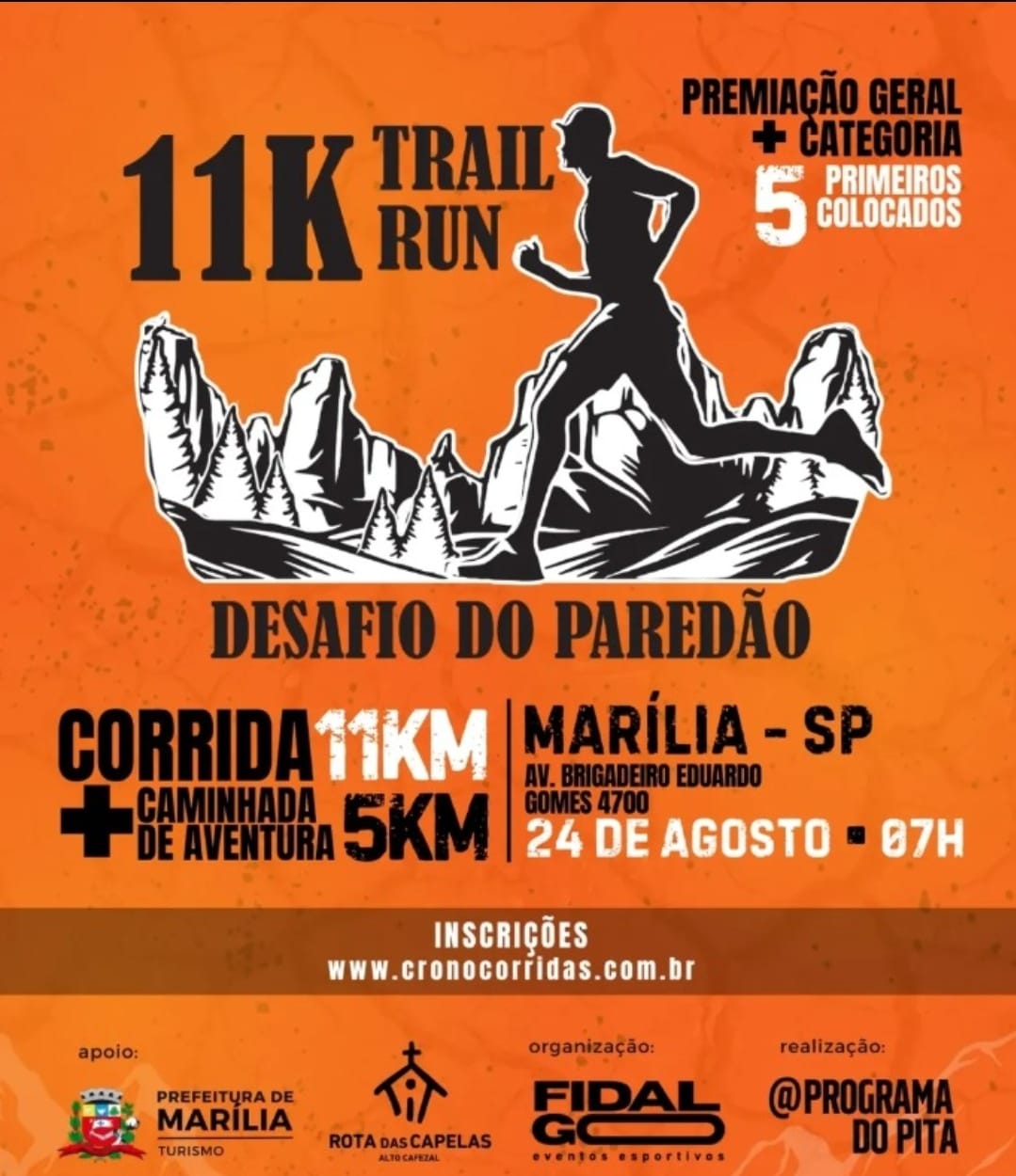 1ª Edição do Desafio 11K Trail Run será realizada em Marília neste fim de semana com programação de esporte e turismo. Veja!