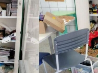 Bandidos invadem creche, destroem salas e escrevem palavras obscenas nos quadros; VEJA VÍDEO