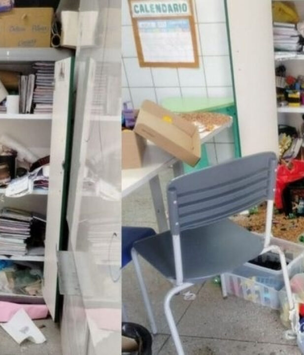 Bandidos invadem creche, destroem salas e escrevem palavras obscenas nos quadros; VEJA VÍDEO