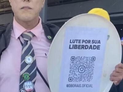 Com magnitsky na testa, sósia de Moraes vai a manifestação no Rio; VEJA