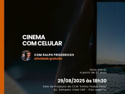 “Cinema com celular”: Cultura e Pontos MIS promovem oficina. Aprenda com cineasta com experiência intternacional. Transfore ideias em curtas. Se inscreva aqui! Só 20 vagas