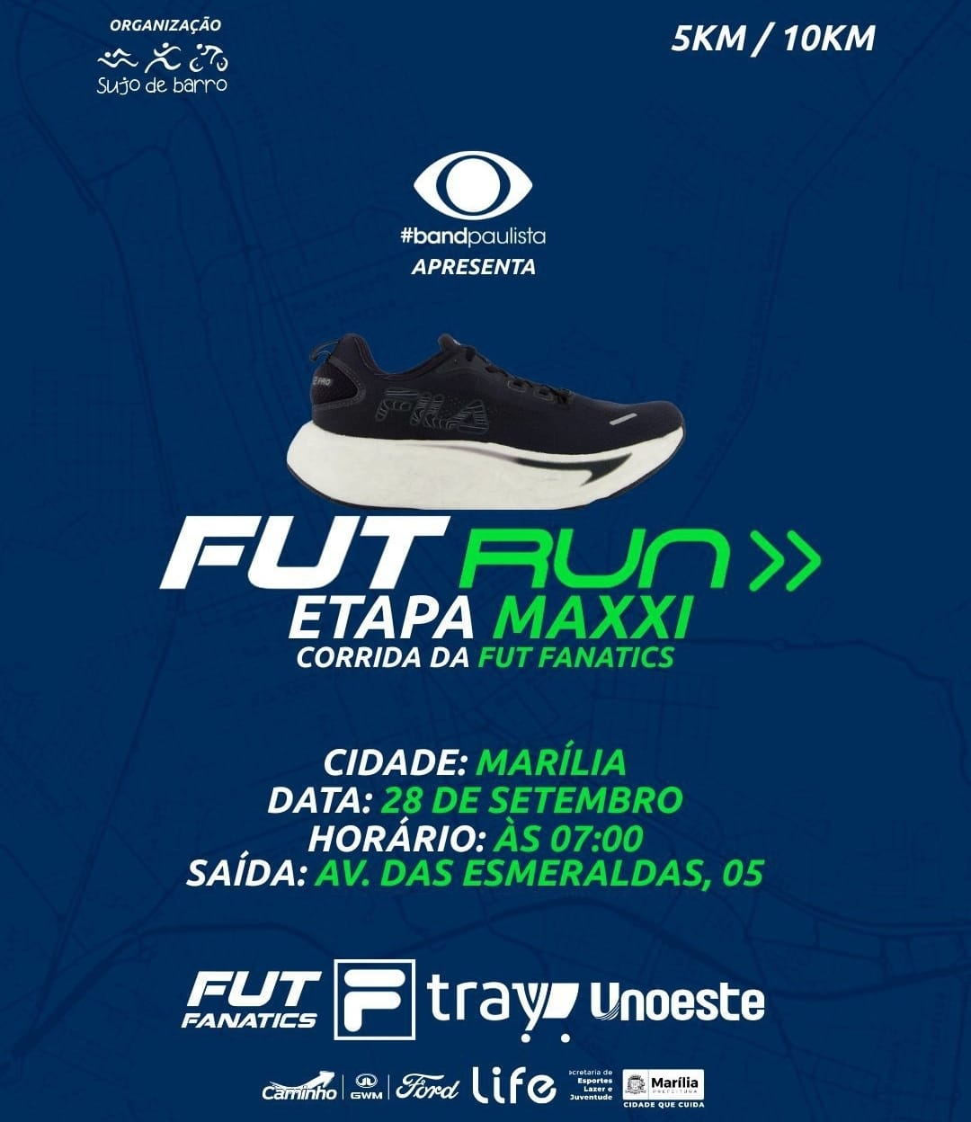 Corrida: Etapa Maxxi da FutRun continua com inscrições abertas. Esporte, Saúde e integração em Marília com realização da Band Paulista. Se inscreva aqui