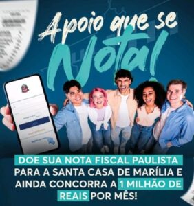 Veja como doação no programa Nota Fiscal Paulista pode ajudar a Santa Casa de Marília. E o consumidor pode concorrer a até R$ 1 milhão em prêmios. Confira!